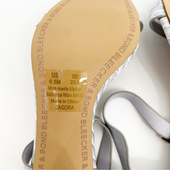 NEW Bleecker & Bond Zagora Croc Embossed Faux Leather Sandals 6.5 Blue - Picture 8 of 8